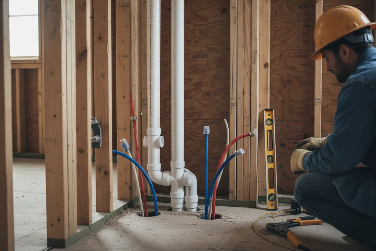 Drain and supply rough-in during Leak Detection in Hawkins